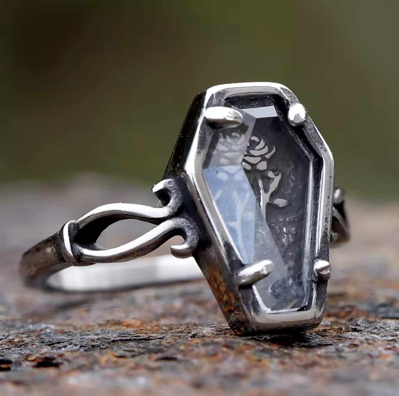 Rose Flower Coffin Ring