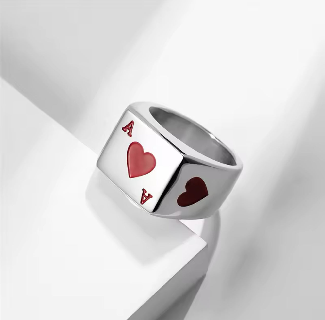 Ace of Hearts Stainless Steel Ring